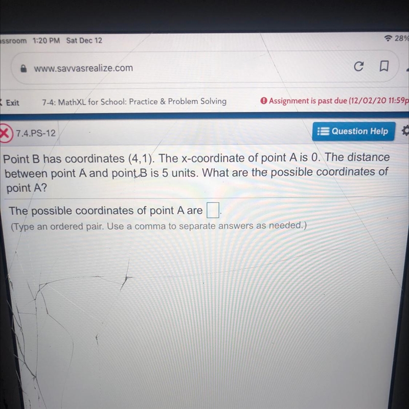 What are the possible coordinates of point a?-example-1