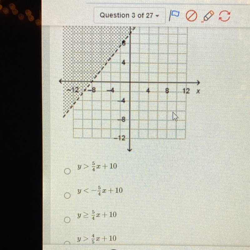 Which of the following inequalities has the solution set shown on the graph?-example-1