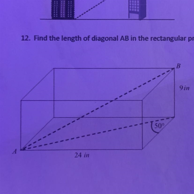 Find the length of a diagonal AB in the rectangular prism-example-1