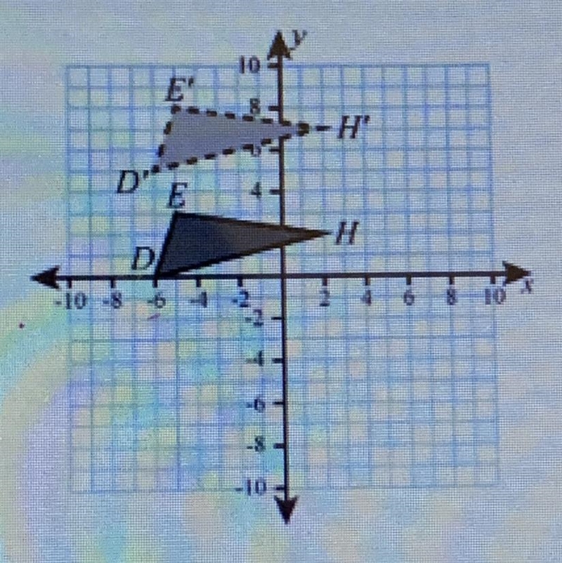 A vertical translation is used to move triangle DEH onto triangle D’E’H’. Use the-example-1