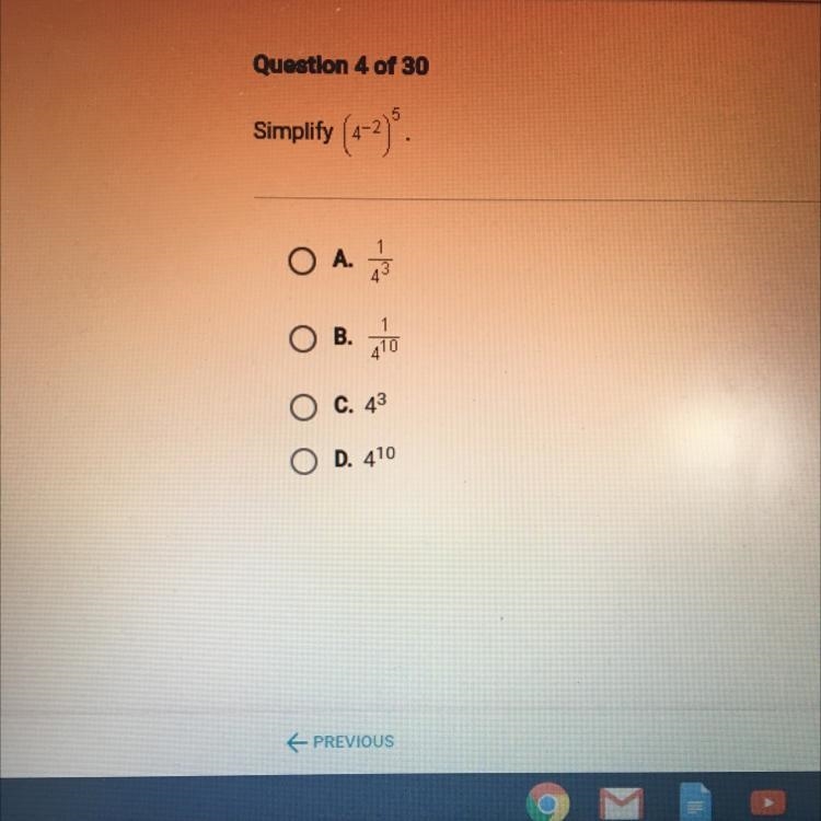 Simplify (4^-2)^5. please help i need help!-example-1