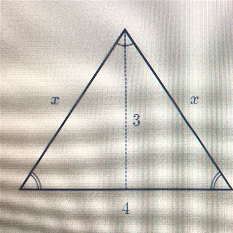 *15 points easy question* Find the value of x in the isosceles triangle shown below-example-1