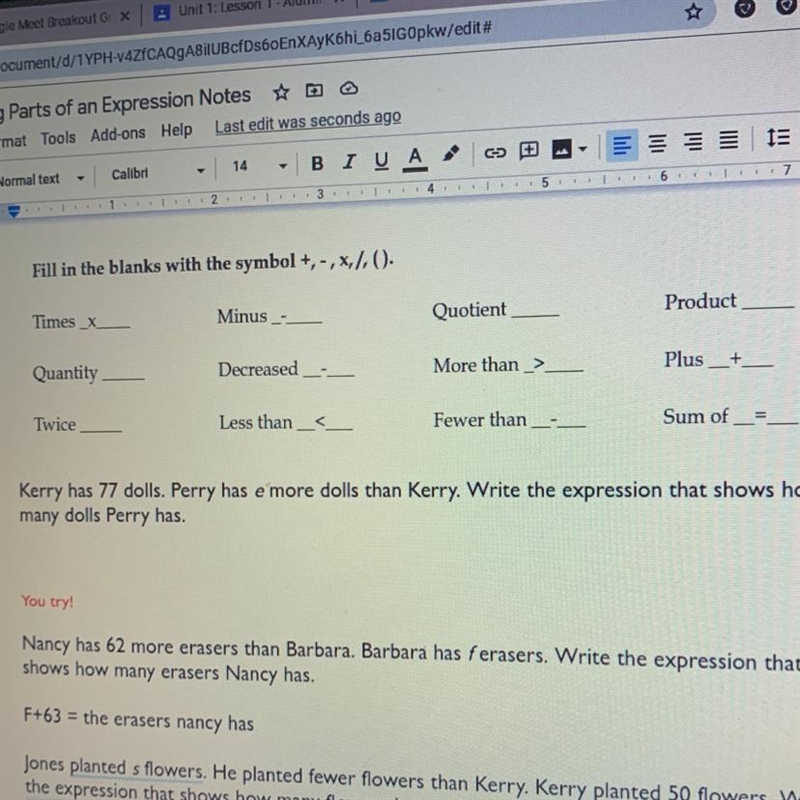 Kerry has 77 dolls. Perry has e more dolls than Kerry. Write the expression that shows-example-1