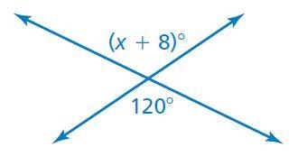 Tell whether the angles are adjacent or vertical. Then find the value of x.-example-1