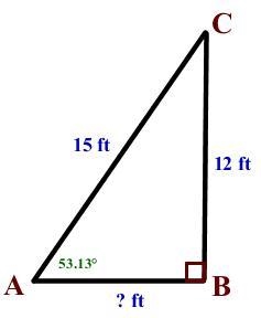 A board with a length of 15 feet is leaning against a vertical wall at a point that-example-1