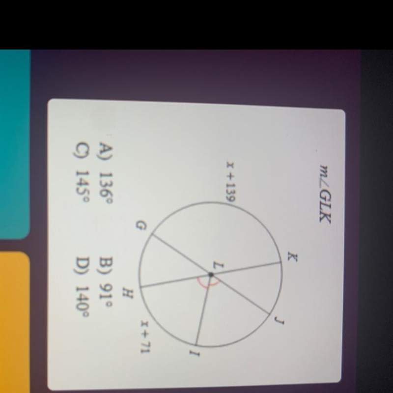 M A) 136° C) 145° B) 91° D) 140°-example-1