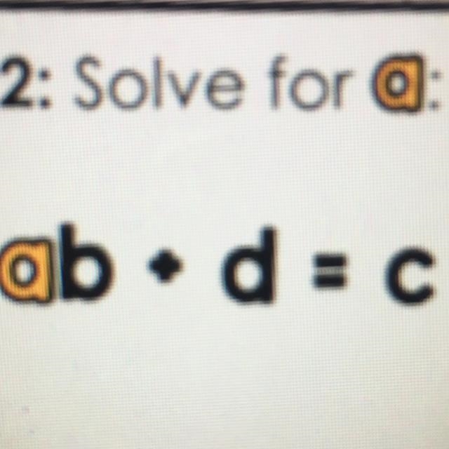 Solve for the letter A. ab-d=c-example-1