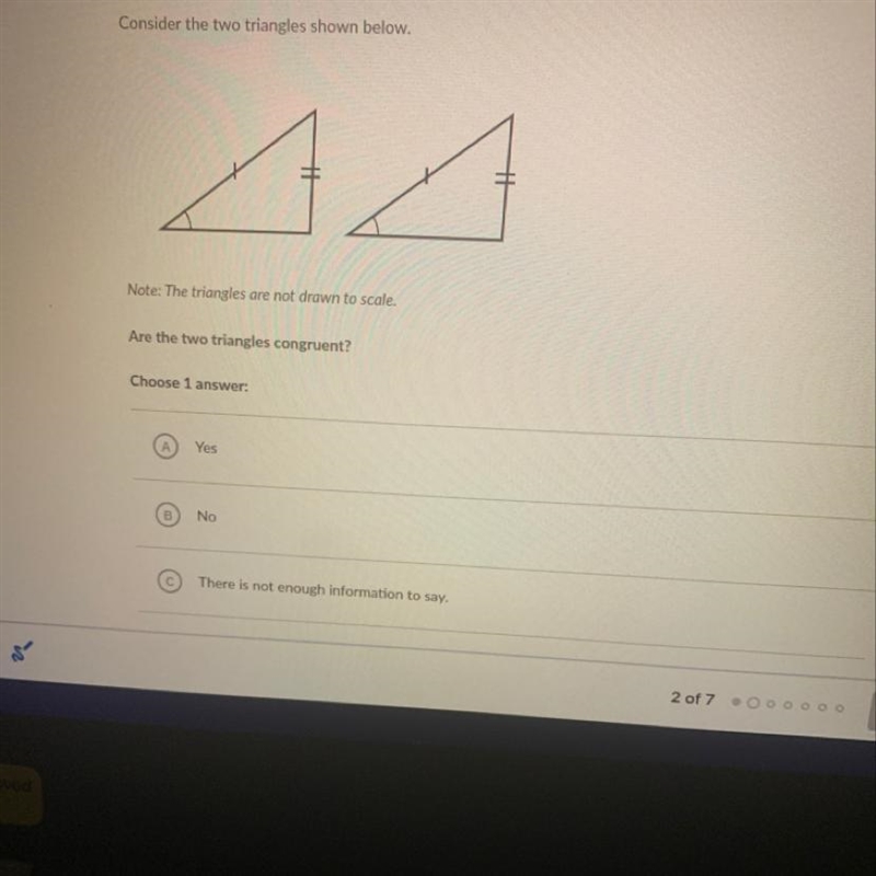 Consider the two triangles shown below note the triangles are not drawn to scale are-example-1