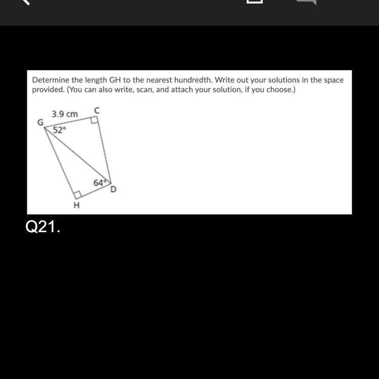 Please answer this question. The answer is 2.77cm but my teacher wants a two triangle-example-1