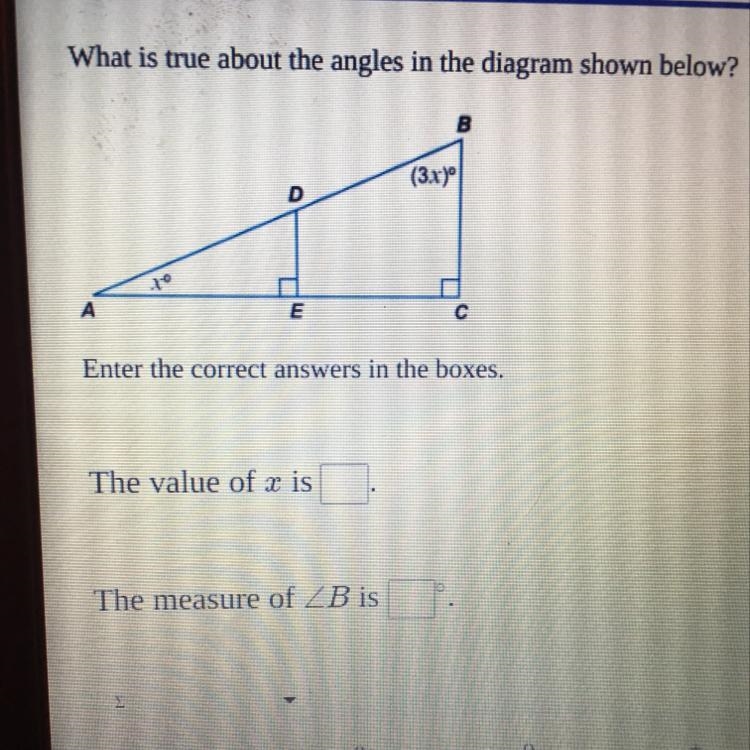 What is x and measure b? please help:)-example-1