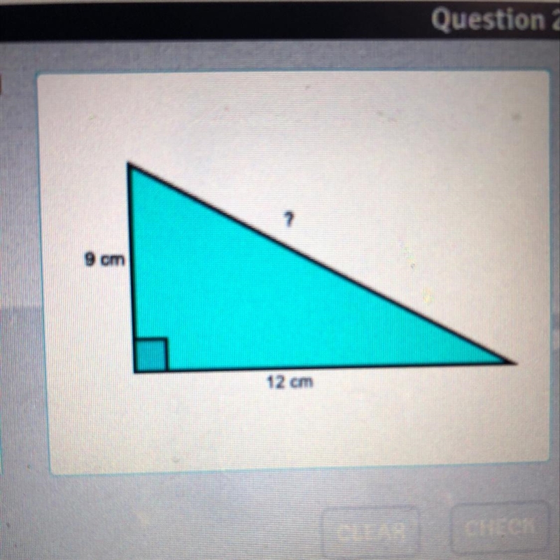 Find the missing side length of the right triangle shown. Round to the nearest tenth-example-1