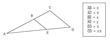 Triangle ABE is similar to triangle ACD. Find y. 3.4 2.7 4.5 2.1-example-1