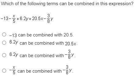 Which of the following terms can be combined in this expression?-example-1