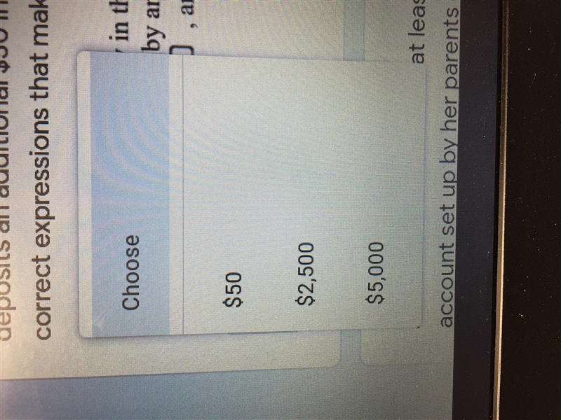 A student wants to save at least $5000 for college. She begins with a savings account-example-2