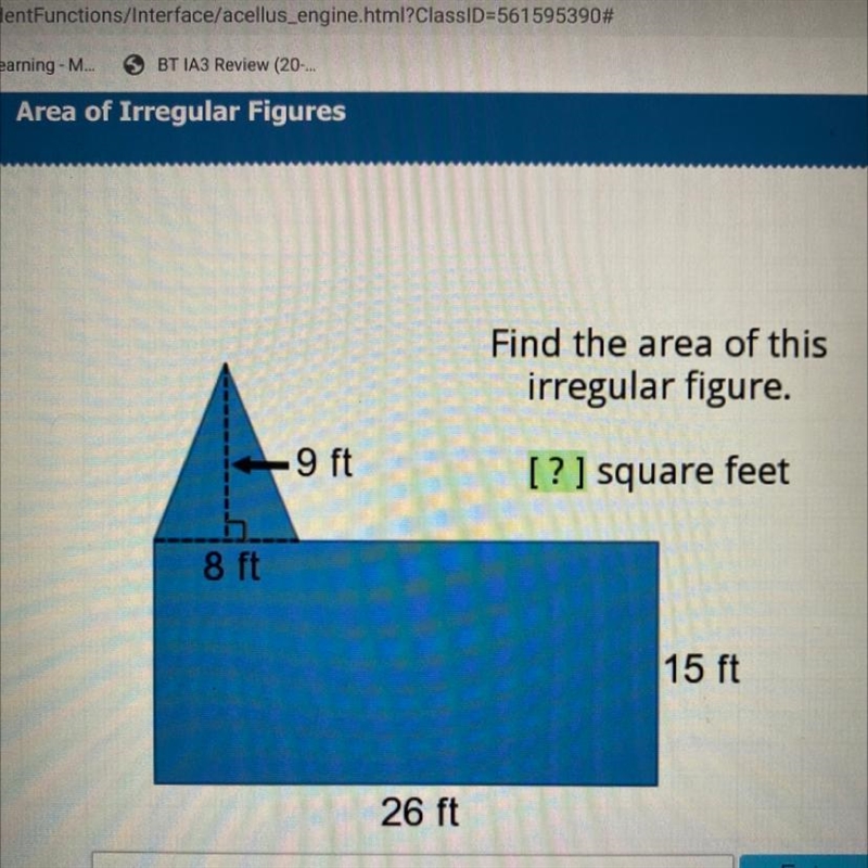 Find the area of the irregular shape !!!-example-1