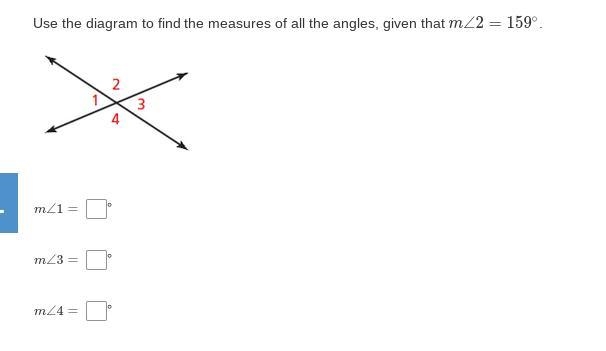 Use the diagram to find the measures of all the angles, given that m∠2=159∘ PLEASE-example-1