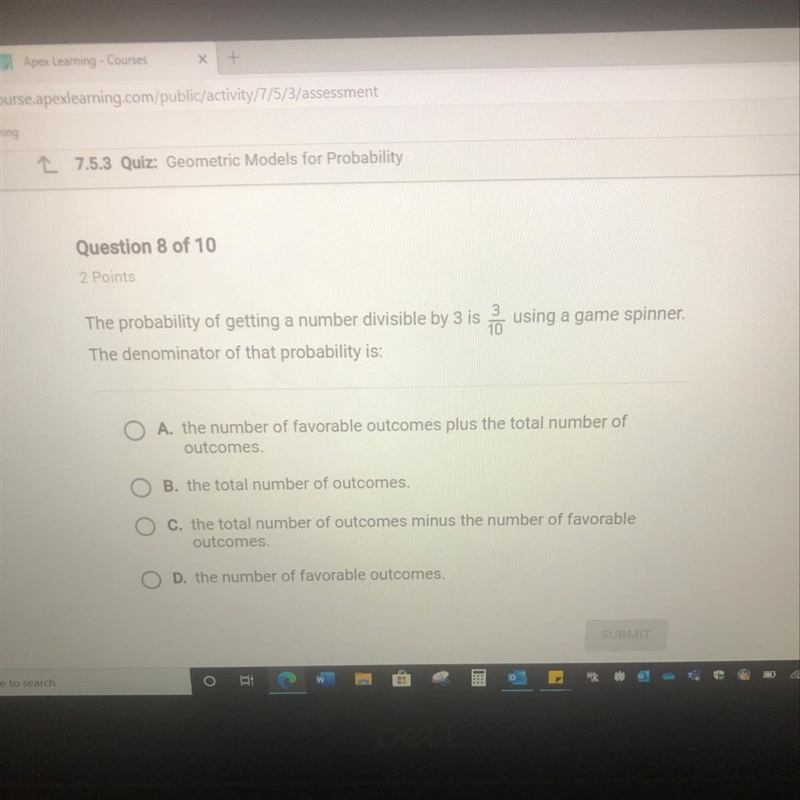 The probability of getting a number divisible by 3 is 3/10 using a game spinner. The-example-1