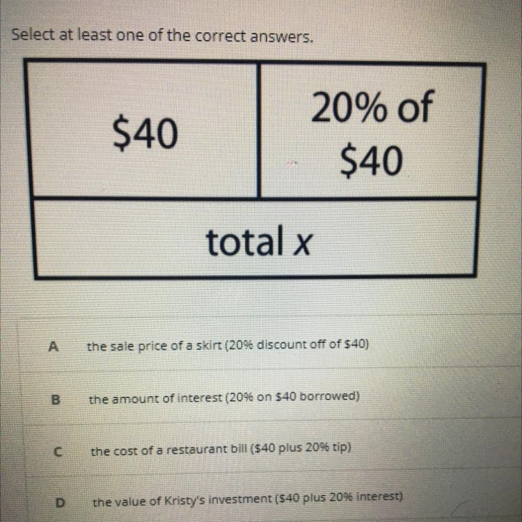 PLEASE HELP!!! Which of the following values could x represent in the bar diagram-example-1