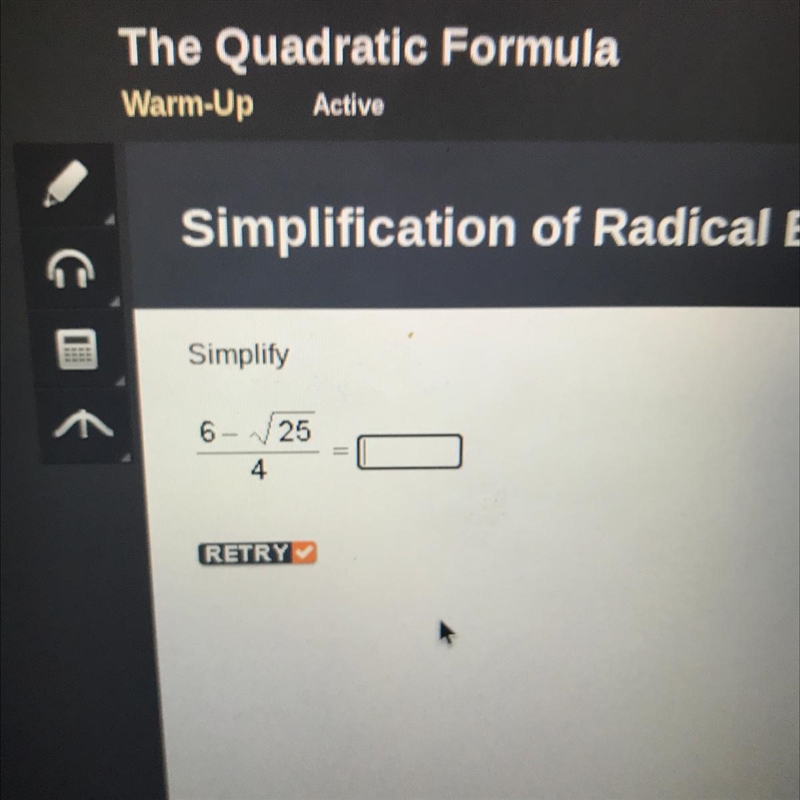 Simplify 6- (square root) 25 over 4-example-1