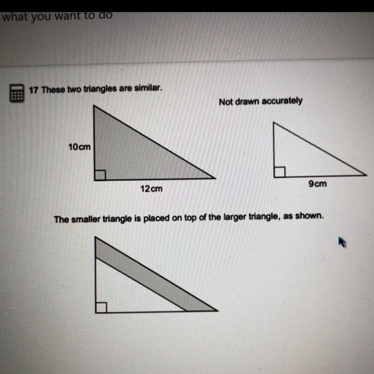 Text: these two triangles are similar Values from left to right: 10, 12, 9 What is-example-1