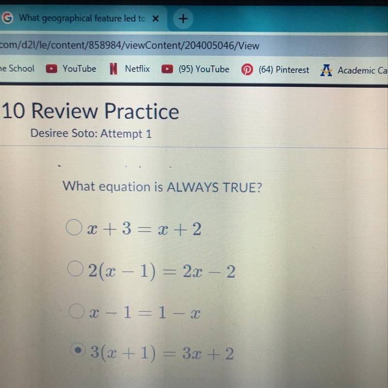 What equation is ALWAYS TRUE?-example-1