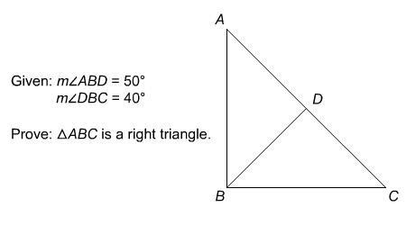 1. m∠ABD=50°, m∠DBC=40° Given 2. m∠ABD+m∠DBC=m∠ABC Response area 3. Response area-example-1