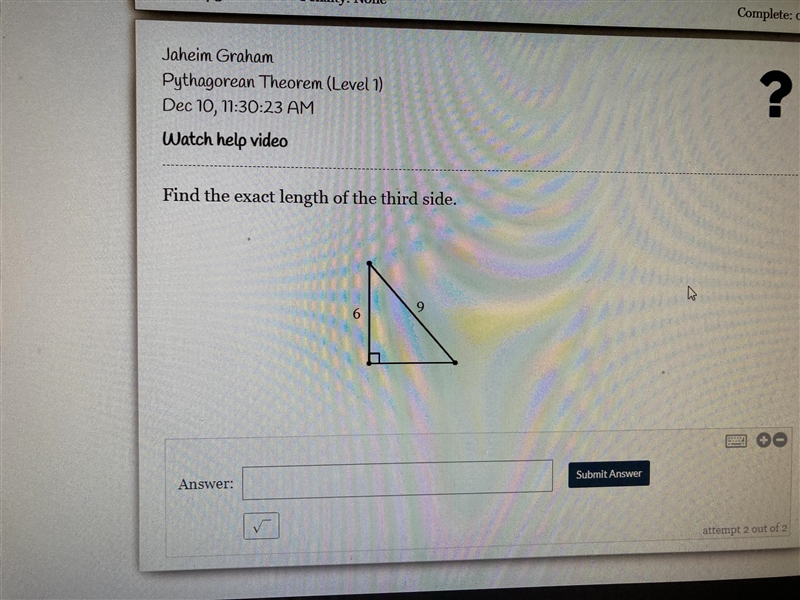 Find the exact length of the third side.-example-1