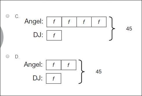 Angel and DJ assembled 45 fence sections between them. Angel assembled twice as many-example-2