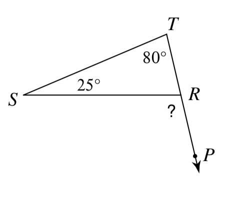 What is the Value of the missing Angle A- 105 B- 80 C- 55 D- 25-example-1