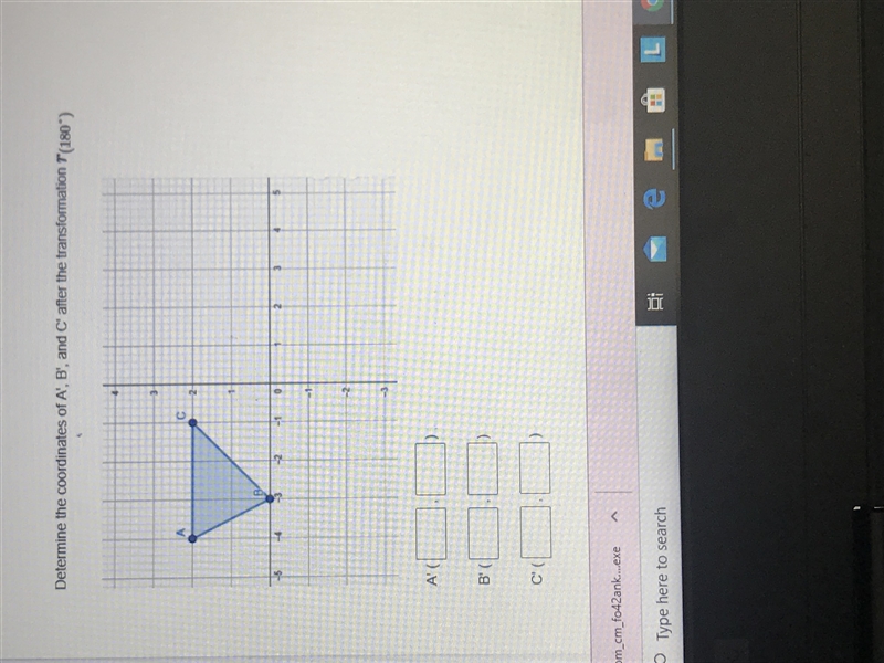 Determine the coordinates of A’,B’ and C’ after the transformation r(180)-example-1