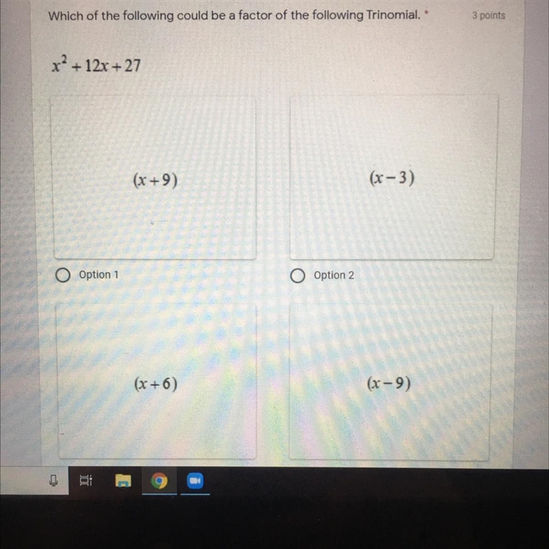 Which of the following could be a factor of the following Trinomial. 3 points x?+ 12x-example-1