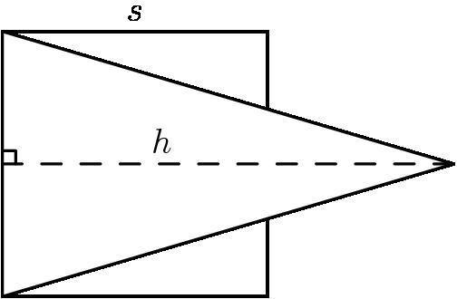 The isosceles triangle and the square shown here have the same area in square units-example-1