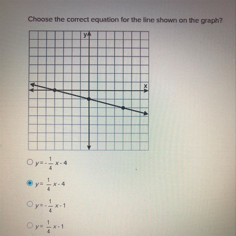 Choose the correct equation for the line shown on the graph?-example-1