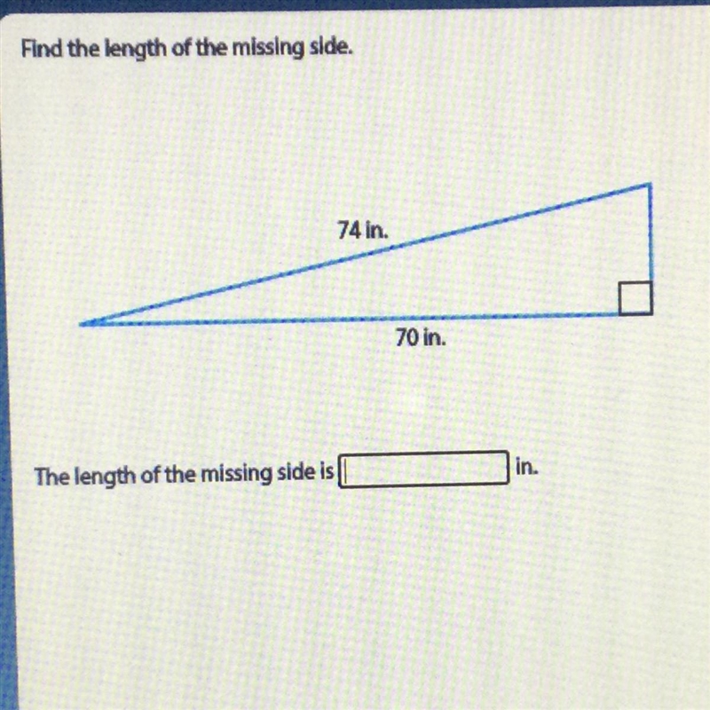 Find the length of the missing side. Show work-example-1