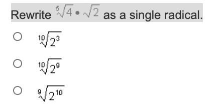 Rewrite 5√4 * √2 as a single radical.-example-1