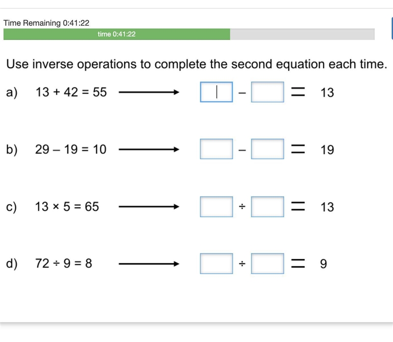 Use inverse operations to complete the second equation each time-example-1