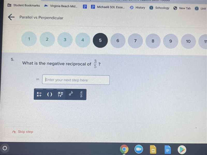 What is the negative reciprocal of 3/5-example-1