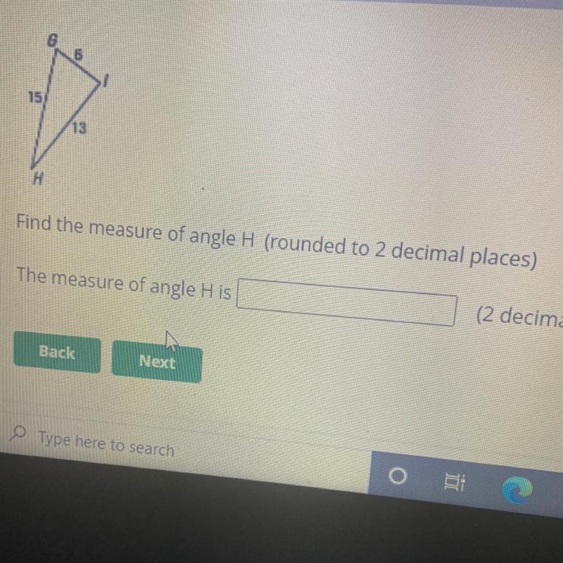 I need the measure of angle H please-example-1