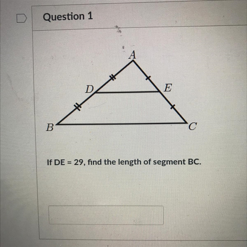 For DE=29,find the length of segment BC-example-1