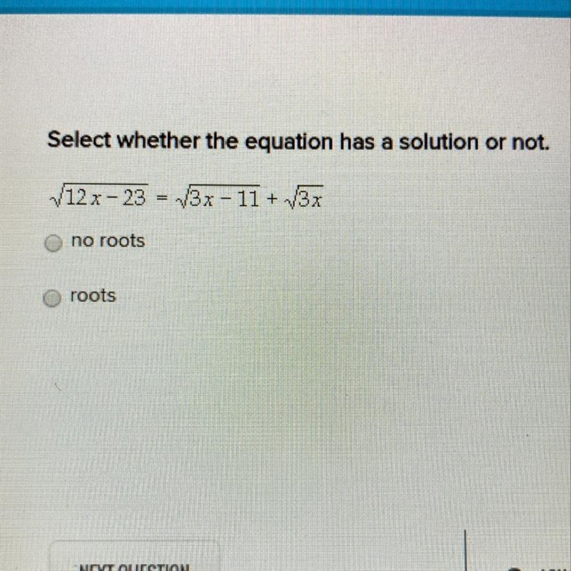 Select wether the equation has a solution or not-example-1