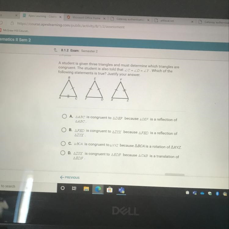 A student is given three triangles and must determine which triangles are congruent-example-1