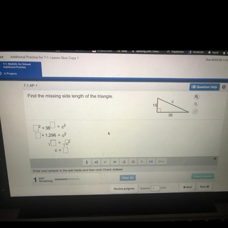 Find the missing side length of the triangle-example-1