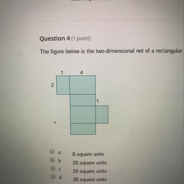 The figure below is the two dimensional net of a rectangular prism. what is the surface-example-1