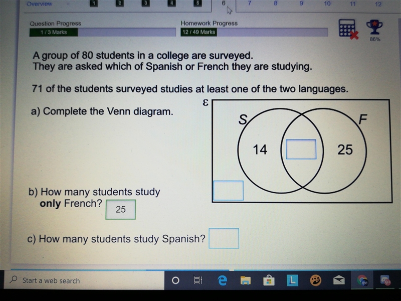 Please can someone help me answer this Venn diagram question!-example-1