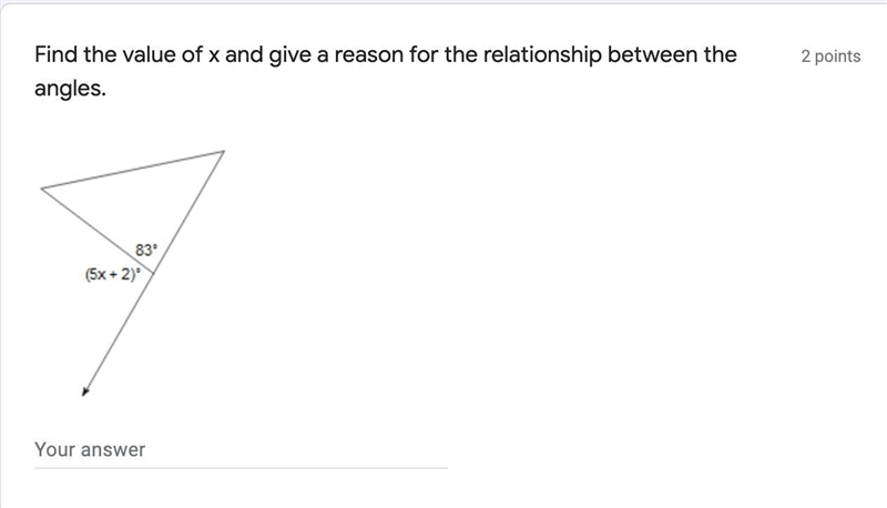 Find the value of x and give a reason for the relationship between the angles-example-1