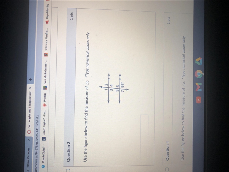 Use the figure below to find the measure of angle 6-example-1