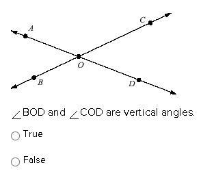 BOD and COD are vertical angles. True False-example-1