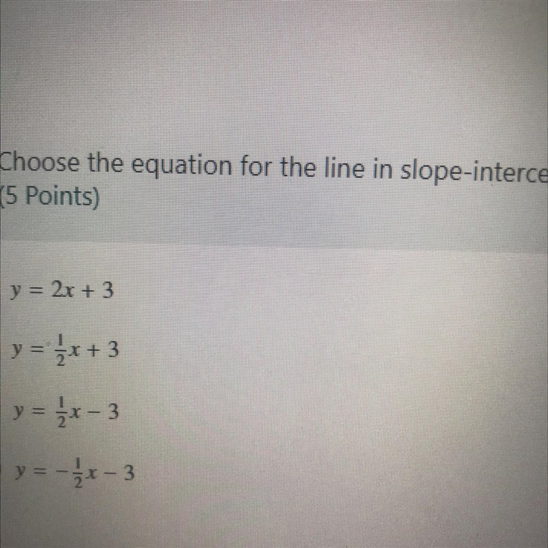 Choose the equation for the line in slope-intercept form.-example-1