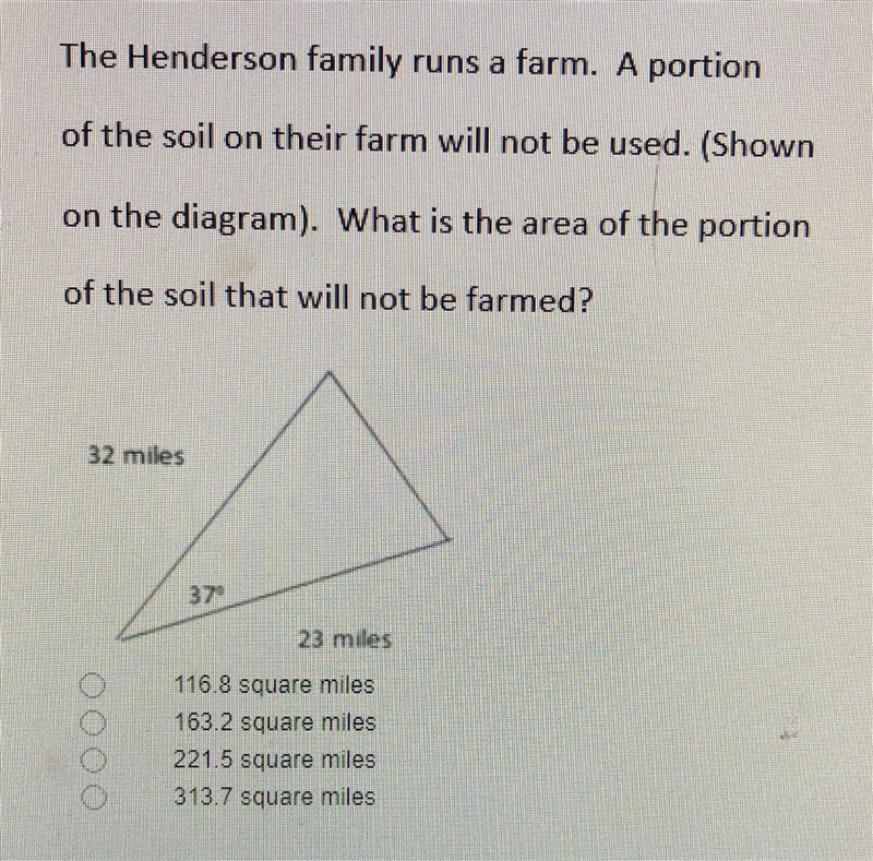 The Henderson family runs a farm. A portion of the soil on their farm will not be-example-1