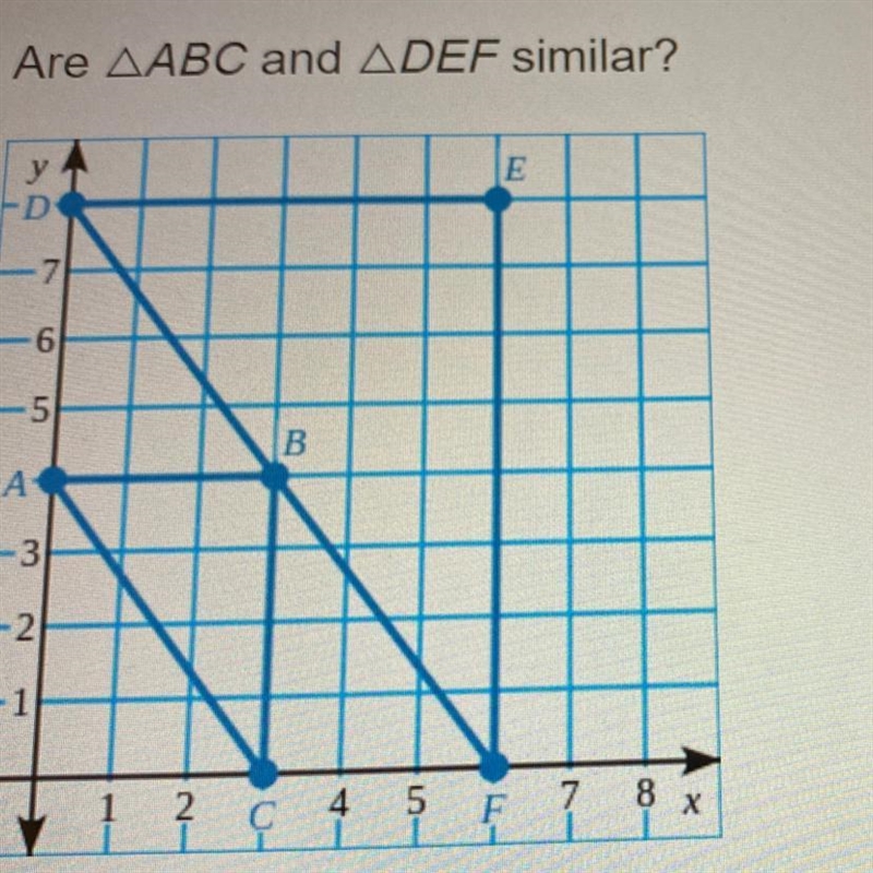 Are AABC and ADEF similar??-example-1